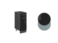 Vicco Küchenunterschrank R-Line Schwarz Hochglanz/Anthrazit 30 cm AP Eiche