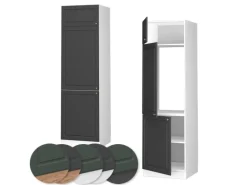 Vicco Kühlumbauschrank Fame-Line Hochschrank für die Küche Anthrazit-Gold/Weiß 60 cm