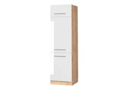 Vicco Kühlumbauschrank Fame-Line Weiß Hochglanz/Goldkraft Eiche 60 cm