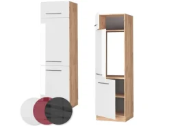 Vicco Kühlumbauschrank Fame-Line Weiß Hochglanz/Goldkraft Eiche 60 cm