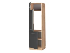 Vicco Kühlumbauschrank Fame-Line Anthrazit Hochglanz/Goldkraft Eiche 60 cm