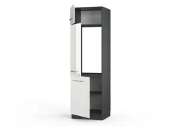 Vicco Kühlumbauschrank Fame-Line Hochschrank für die Küche Weiß Hochglanz/Anthrazit 60 cm