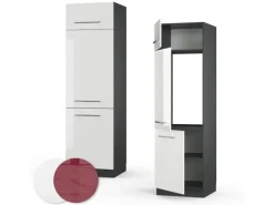 Vicco Kühlumbauschrank Fame-Line Hochschrank für die Küche Weiß Hochglanz/Anthrazit 60 cm