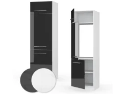 Vicco Kühlumbauschrank Fame-Line Hochschrank für die Küche Anthrazit Hochglanz/Weiß 60 cm