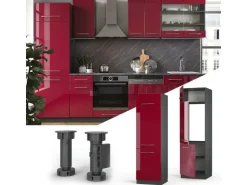 Vicco Kühlumbauschrank Fame-Line Hochschrank für die Küche Bordeaux Hochglanz/Anthrazit 60 cm