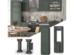 Vicco Kühlumbauschrank Fame-Line Hochschrank für die Küche Grün-Gold Landhaus/Anthrazit 60 cm