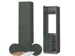 Vicco Kühlumbauschrank Fame-Line Hochschrank für die Küche Grün-Gold Landhaus/Anthrazit 60 cm