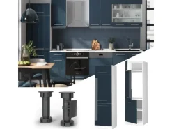 Vicco Kühlumbauschrank Fame-Line Hochschrank für die Küche Dunkelblau Hochglanz/Weiß 60 cm