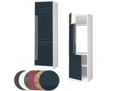 Vicco Kühlumbauschrank Fame-Line Hochschrank für die Küche Dunkelblau Hochglanz/Weiß 60 cm