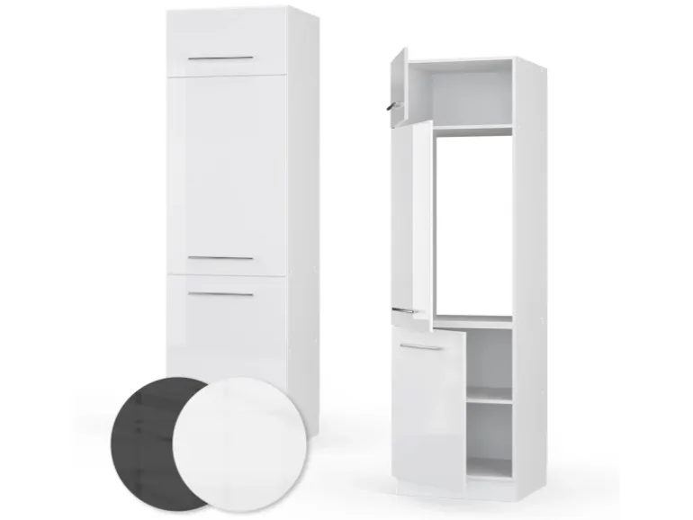 Vicco Kühlumbauschrank Fame-Line Hochschrank für die Küche Weiß Hochglanz/Weiß 60 cm