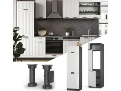 Vicco Kühlumbauschrank Fame-Line Hochschrank für die Küche Weiß Landhaus/Anthrazit 60 cm