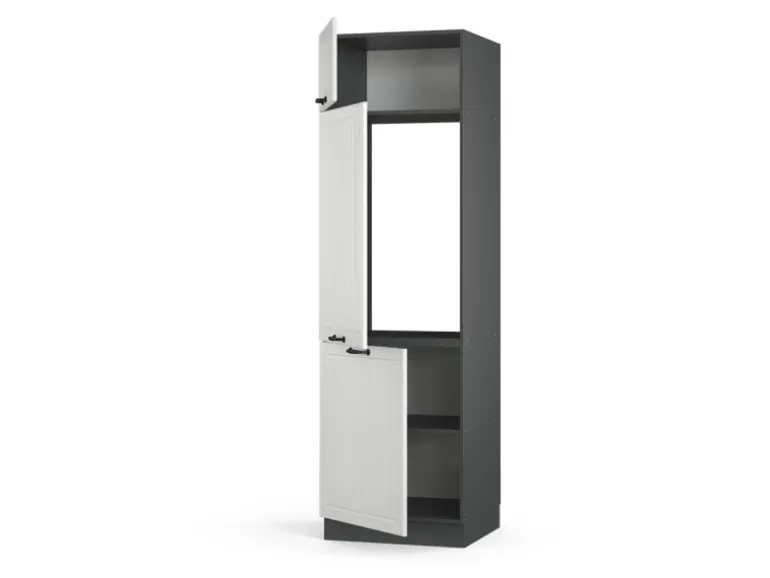 Vicco Kühlumbauschrank Fame-Line Hochschrank für die Küche Weiß Landhaus/Anthrazit 60 cm