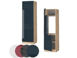 Vicco Kühlumbauschrank Fame-Line Dunkelblau Hochglanz/Goldkraft Eiche 60 cm
