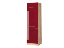 Vicco Kühlumbauschrank Fame-Line Bordeaux Hochglanz/Goldkraft Eiche 60 cm