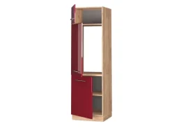 Vicco Kühlumbauschrank Fame-Line Bordeaux Hochglanz/Goldkraft Eiche 60 cm