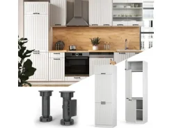 Vicco Kühlumbauschrank Fame-Line Hochschrank für die Küche Weiß Landhaus/Weiß 60 cm