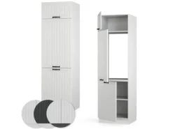 Vicco Kühlumbauschrank Fame-Line Hochschrank für die Küche Weiß Landhaus/Weiß 60 cm