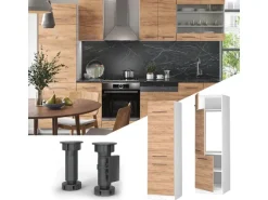 Vicco Kühlumbauschrank Fame-Line Hochschrank für die Küche Goldkraft Eiche/Weiß 60 cm