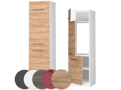 Vicco Kühlumbauschrank Fame-Line Hochschrank für die Küche Goldkraft Eiche/Weiß 60 cm