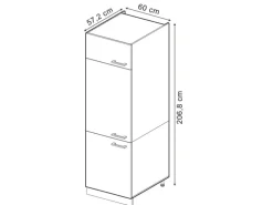 Vicco Kühlumbauschrank R-Line Hochschrank für die Küche Artisan-Eiche/Weiß 60 cm