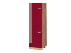 Vicco Kühlumbauschrank R-Line Bordeaux Hochglanz/Goldkraft Eiche 60 cm