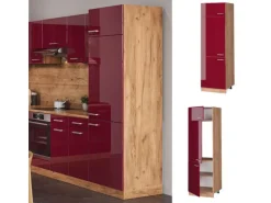 Vicco Kühlumbauschrank R-Line Bordeaux Hochglanz/Goldkraft Eiche 60 cm