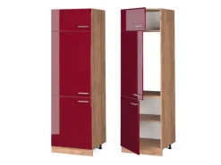 Vicco Kühlumbauschrank R-Line Bordeaux Hochglanz/Goldkraft Eiche 60 cm