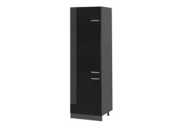Vicco Kühlumbauschrank R-Line Hochschrank für die Küche Schwarz Hochglanz/Anthrazit 60 cm