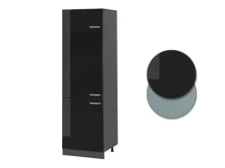 Vicco Kühlumbauschrank R-Line Hochschrank für die Küche Schwarz Hochglanz/Anthrazit 60 cm