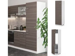 Vicco Kühlumbauschrank R-Line Hochschrank für die Küche Grau/Weiß 60 cm