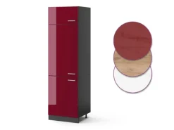 Vicco Kühlumbauschrank R-Line Hochschrank für die Küche Bordeaux Hochglanz/Anthrazit 60 cm