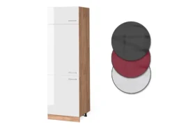 Vicco Kühlumbauschrank R-Line Hochschrank für die Küche Weiß Hochglanz/Goldkraft Eiche 60 cm