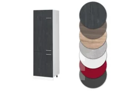 Vicco Kühlumbauschrank R-Line Hochschrank für die Küche Schwarz Beton/Weiß 60 cm