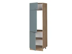 Vicco Kühlumbauschrank R-Line Hochschrank für die Küche Blau-Grau/Goldkraft Eiche 60 cm
