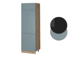Vicco Kühlumbauschrank R-Line Hochschrank für die Küche Blau-Grau/Goldkraft Eiche 60 cm