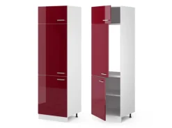 Vicco Kühlumbauschrank R-Line Hochschrank für die Küche Bordeaux Hochglanz/Weiß 60 cm