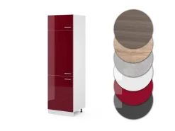 Vicco Kühlumbauschrank R-Line Hochschrank für die Küche Bordeaux Hochglanz/Weiß 60 cm