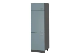 Vicco Kühlumbauschrank R-Line Hochschrank für die Küche Blau-Grau/Anthrazit 60 cm
