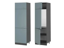 Vicco Kühlumbauschrank R-Line Hochschrank für die Küche Blau-Grau/Anthrazit 60 cm