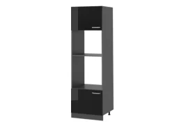 Vicco Mikrowellenschrank R-Line Küchenregal für die Mikrowelle Schwarz Hochglanz/Anthrazit 60 cm