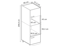 Vicco Mikrowellenschrank R-Line Küchenregal für die Mikrowelle Schwarz Hochglanz/Anthrazit 60 cm