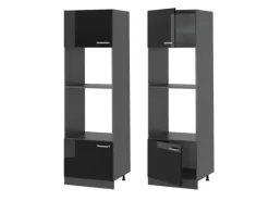 Vicco Mikrowellenschrank R-Line Küchenregal für die Mikrowelle Schwarz Hochglanz/Anthrazit 60 cm