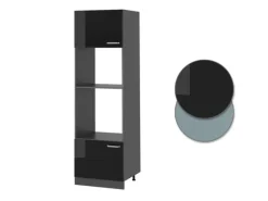 Vicco Mikrowellenschrank R-Line Küchenregal für die Mikrowelle Schwarz Hochglanz/Anthrazit 60 cm