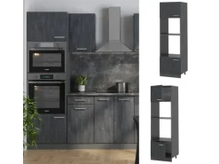 Vicco Mikrowellenschrank R-Line Küchenregal für die Mikrowelle Schwarz Beton/Anthrazit 60 cm