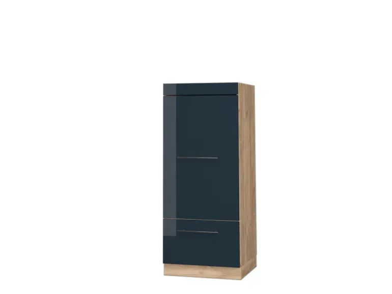 Vicco Mikrowellenschrank Fame-Line Dunkelblau Hochglanz/Goldkraft Eiche 60 cm
