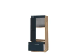 Vicco Mikrowellenschrank Fame-Line Dunkelblau Hochglanz/Goldkraft Eiche 60 cm