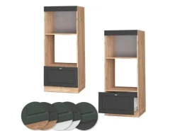 Vicco Mikrowellenschrank Fame-Line Anthrazit-Gold/Goldkraft Eiche 60 cm Offen