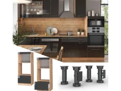 Vicco Mikrowellenschrank Fame-Line Anthrazit Hochglanz/Goldkraft Eiche 60 cm Offen