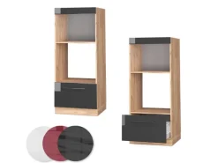 Vicco Mikrowellenschrank Fame-Line Anthrazit Hochglanz/Goldkraft Eiche 60 cm Offen