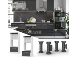 Vicco Mikrowellenschrank Fame-Line Anthrazit Hochglanz/Weiß 60 cm Offen